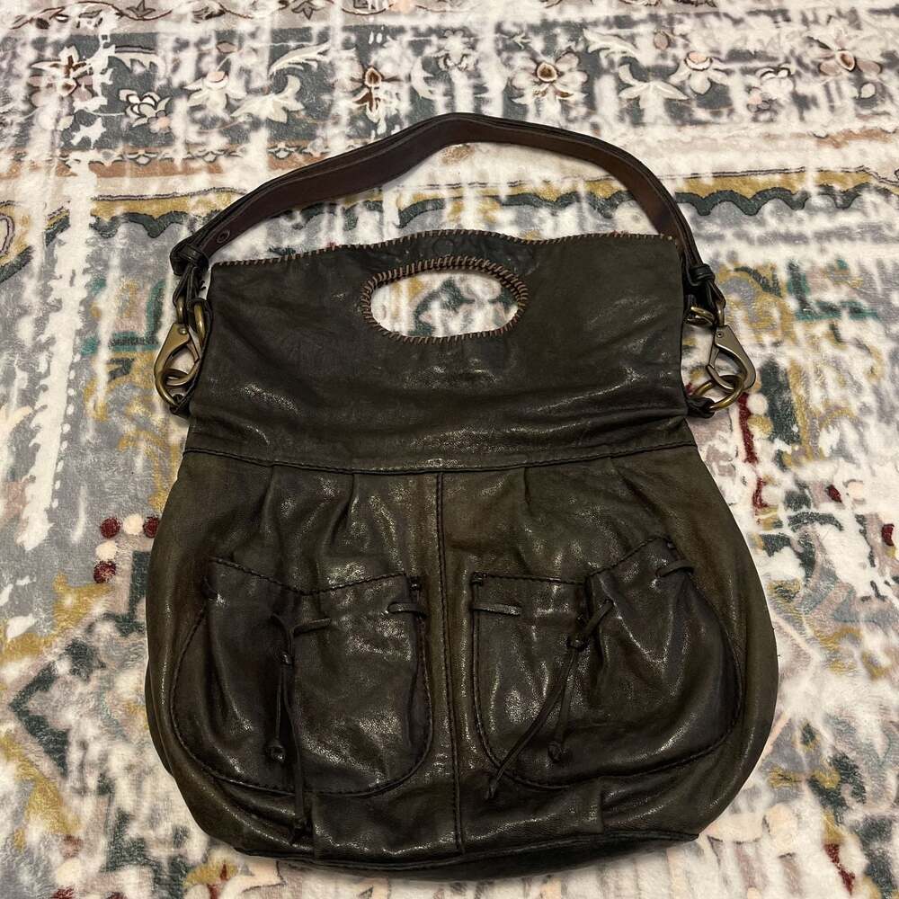 Lucky Brand Black Leather Hobo Shoulder Bag